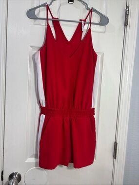Amanda Uprichard Red Sleeveless Romper with White Side size S